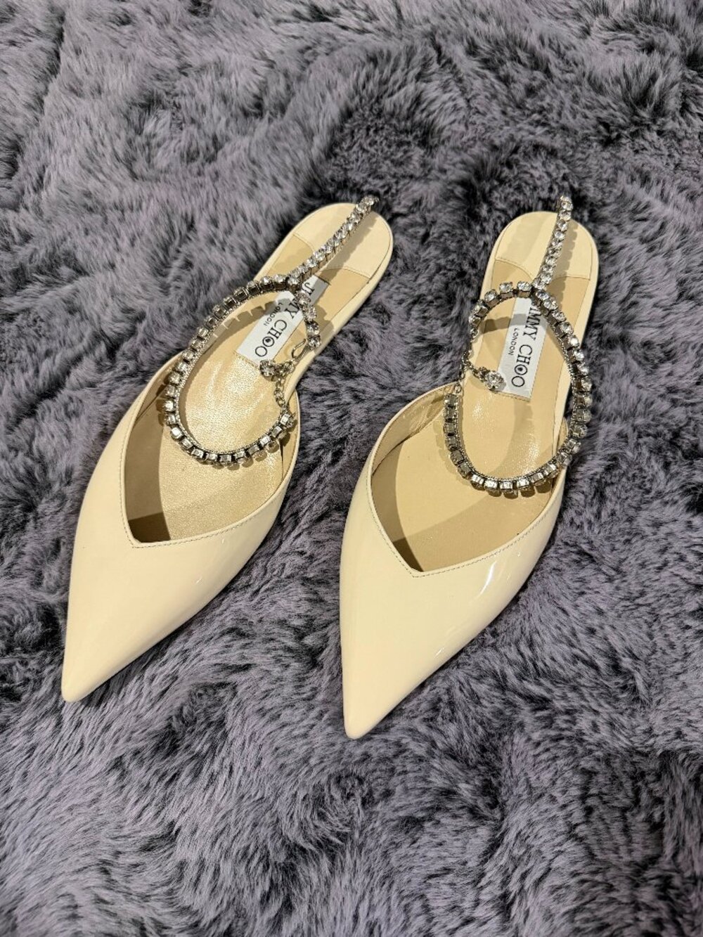 JIMMY CHOO Beige Saeda Slip-On Loafers